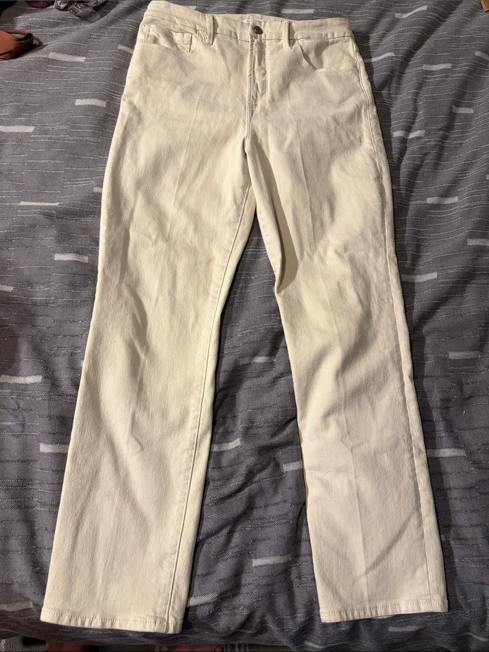 Good American Cream Straight-Leg Jeans